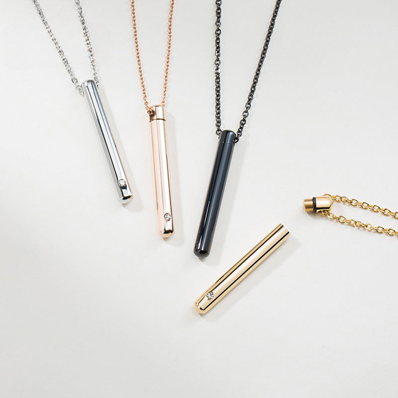 Urn Necklace Stainless Steel Zircon Pendant Necklace Openable