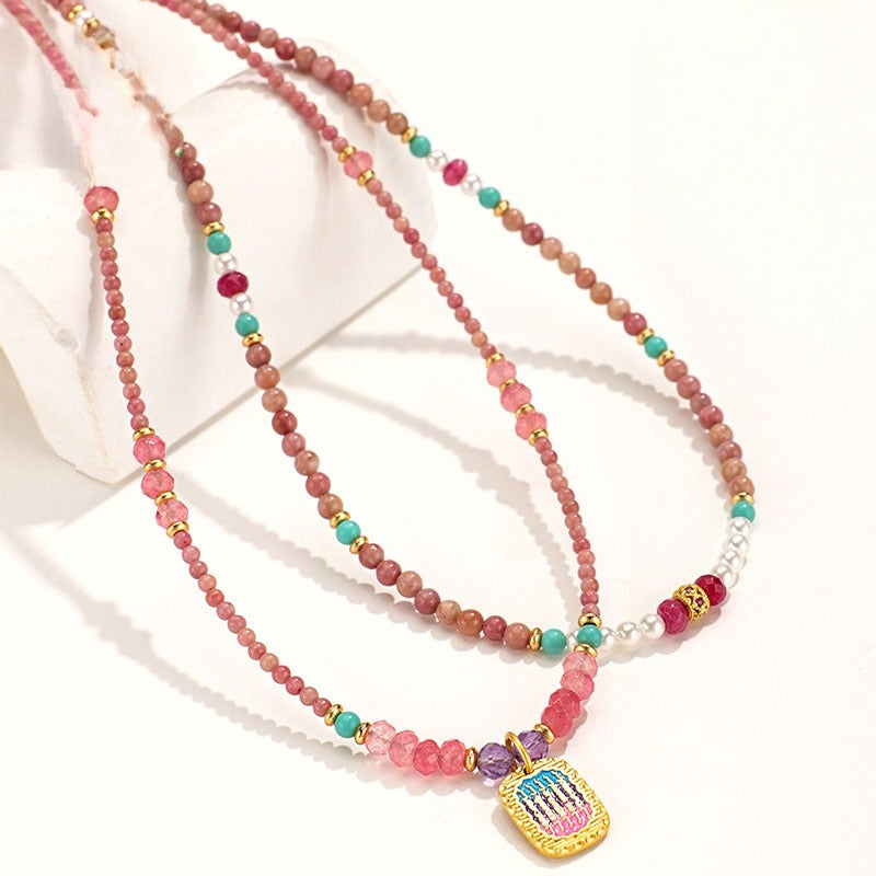 Pearl Crystal Gradient Necklace