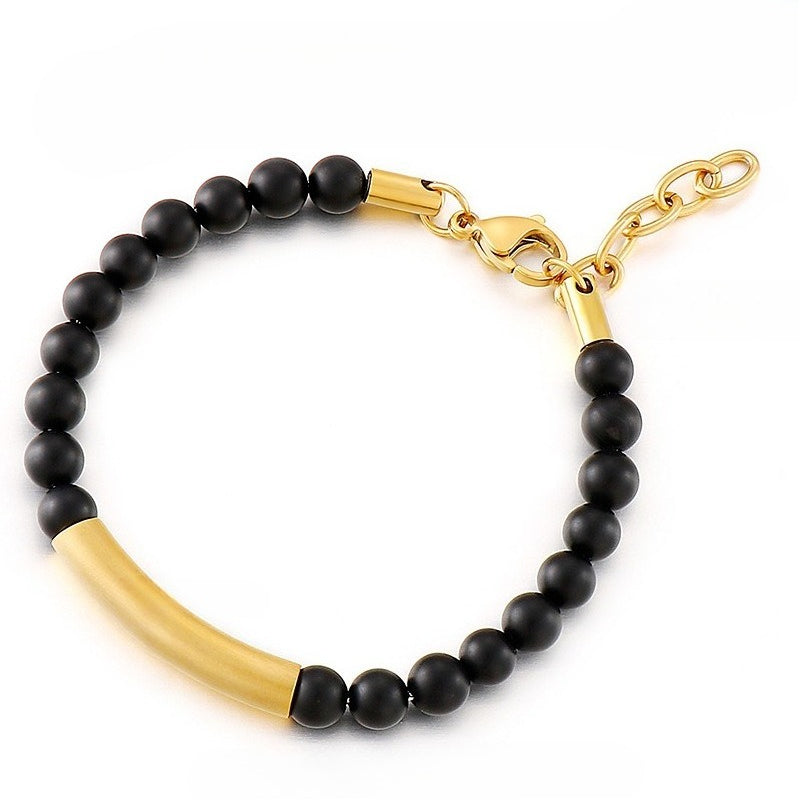 Planderful Everyday Genie Mens Bracelet Black Agate Zircon