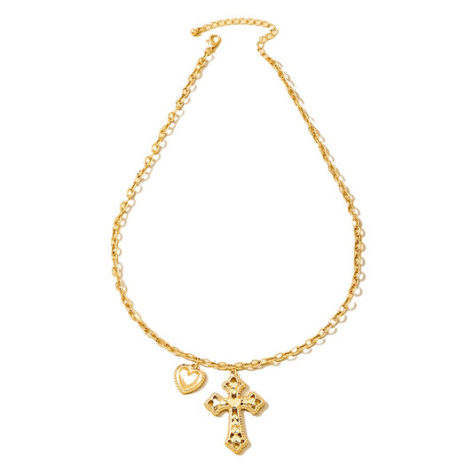 Planderful Vienna Verve Necklace – Retro Metal Cross Love Pendant