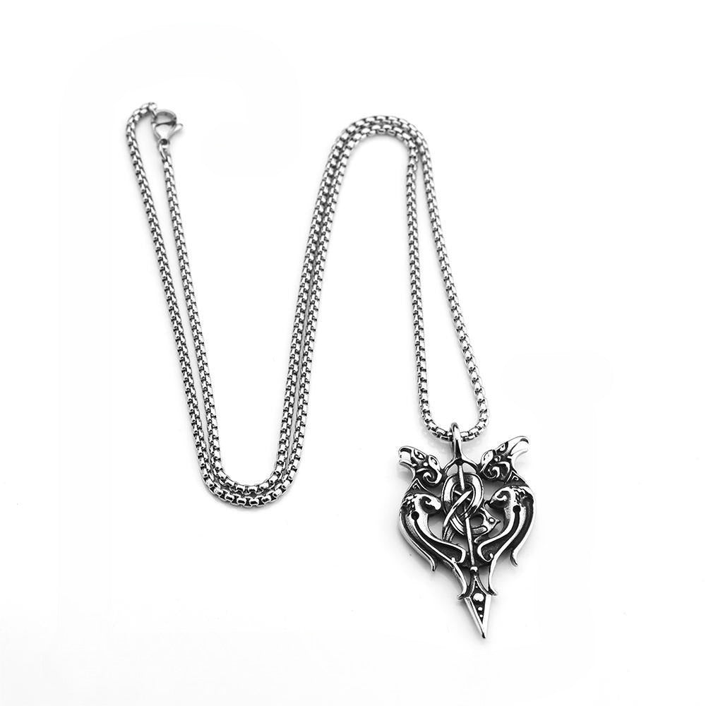 Planderful Gothic Titanium Necklace Unisex Gemini Spear Pendant Durable Jewelry for Men and Women