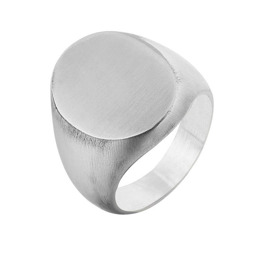 Simple Oval Titanium Steel Men's Ring