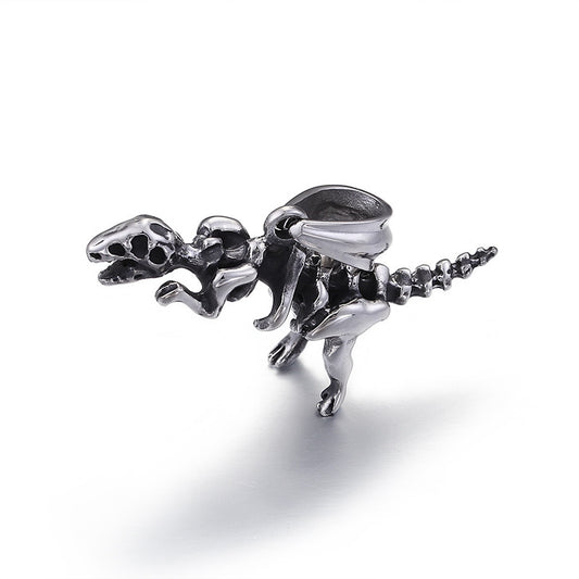 Titanium Steel Triceratops Dinosaur Skeleton Pendant for Men in Stainless Steel