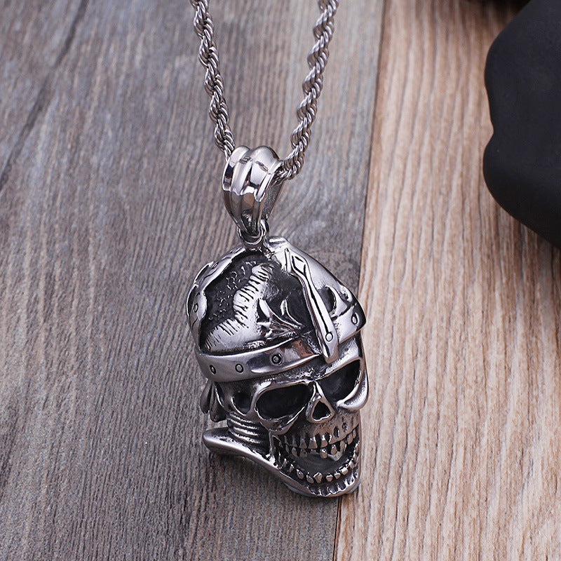 Men's Bold Three-Dimensional Skull Pendant in Titanium Steel