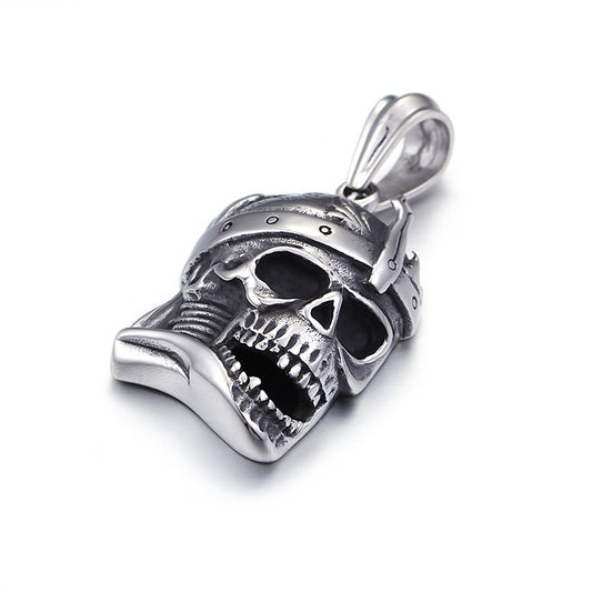 Men's Bold Three-Dimensional Skull Pendant in Titanium Steel