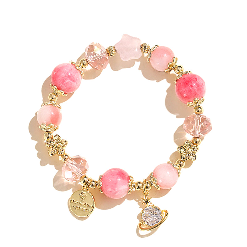 Planderful Fortune's Favor Bracelet – Elegant Cherry Blossom Stone Beads