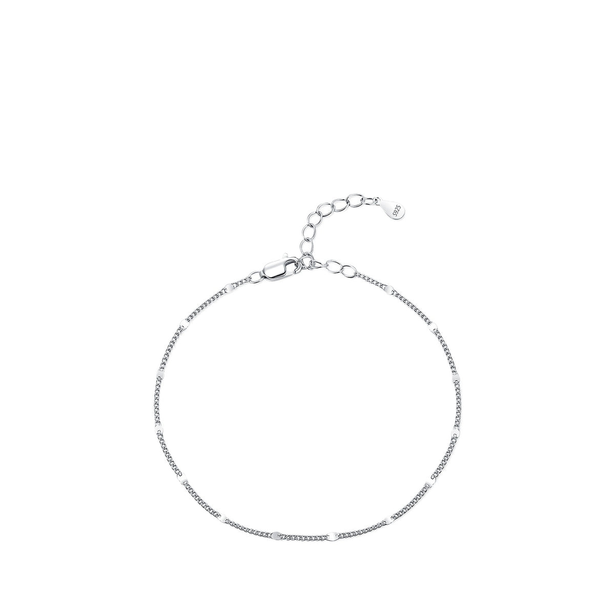 925 Sterling Silver Fine Plain Chain Bracelet