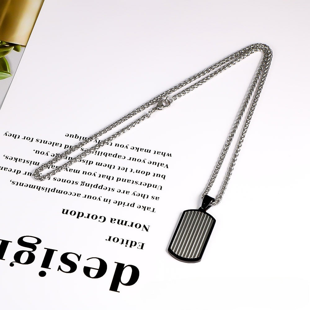 Stainless Steel Wavy Pattern Pendant Necklace For Men