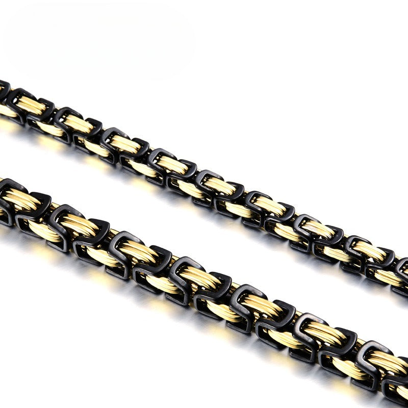 Stainless Steel Electroplated Men's Square Necklace – Titanium Steel Necklace