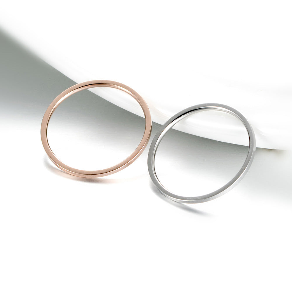 Fresh Simple Solid Color Series Girls Very Fine Rose Gold Silver Tail Ring Women's Ring Finger Ring