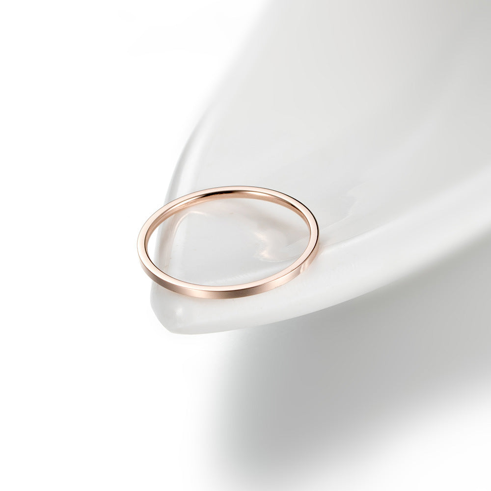Fresh Simple Solid Color Series Girls Very Fine Rose Gold Silver Tail Ring Women's Ring Finger Ring