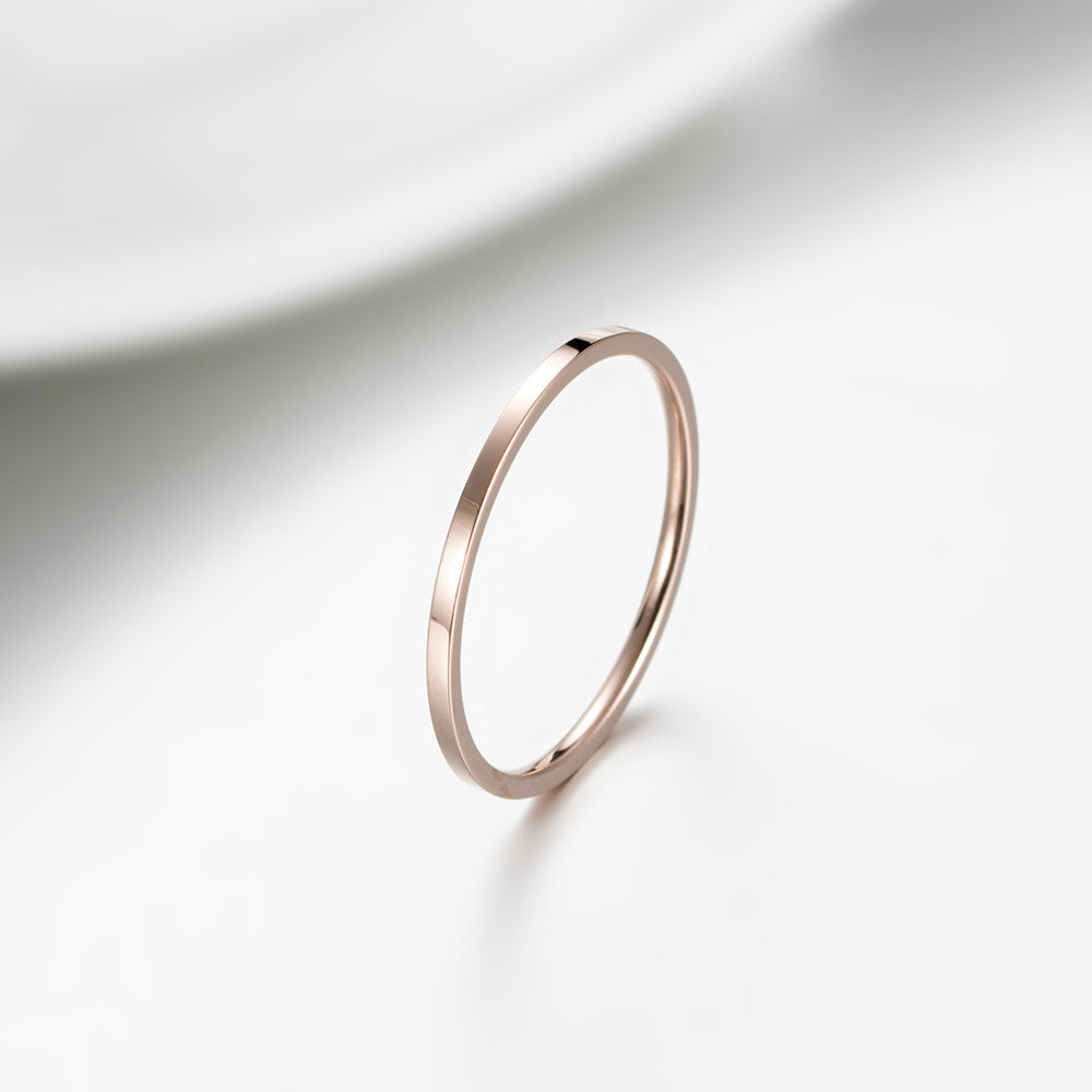 Fresh Simple Solid Color Series Girls Very Fine Rose Gold Silver Tail Ring Women's Ring Finger Ring