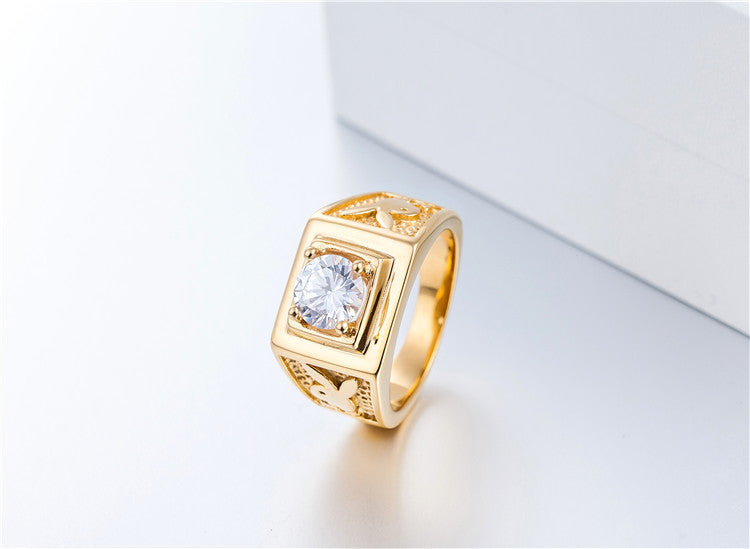 Personalized Men's Titanium Steel Zircon Wedding Ring