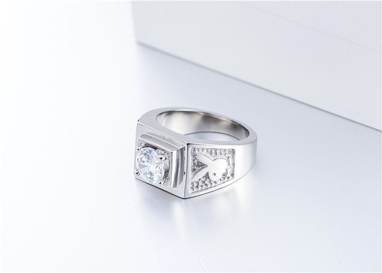 Personalized Men's Titanium Steel Zircon Wedding Ring