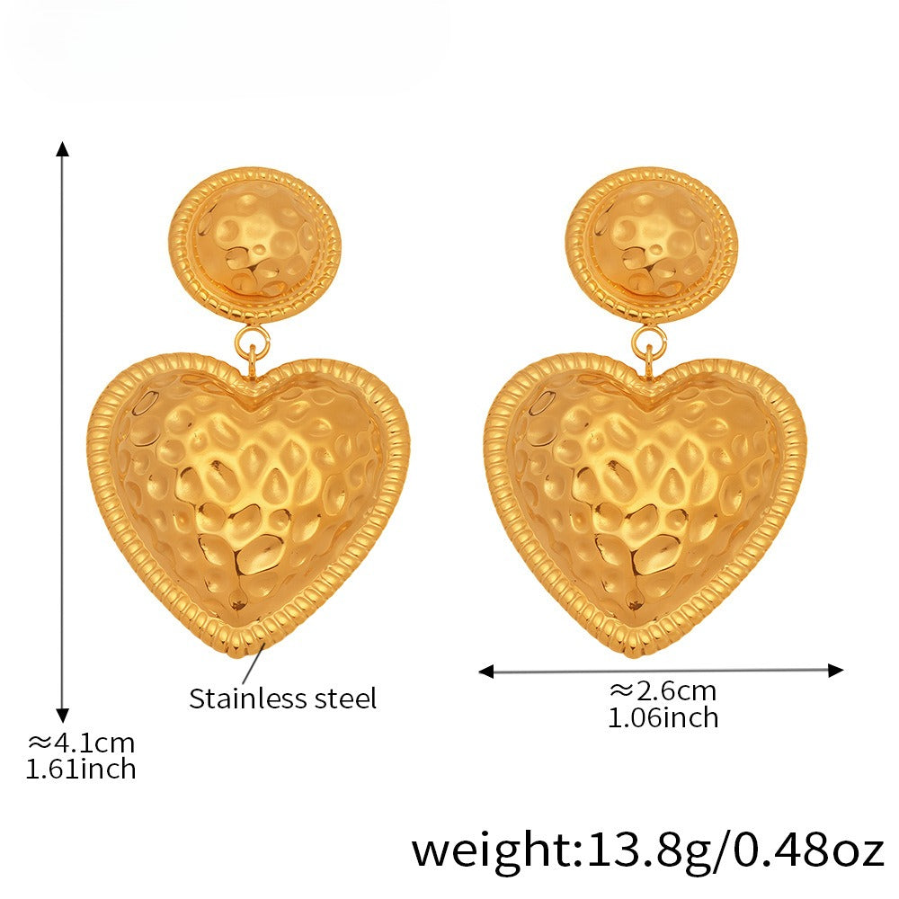 Planderful Peach Heart Stud Earrings 18K Gold Plated Ladies