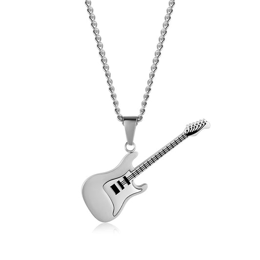 Trendy Titanium Steel Guitar Pendant Necklace for Men
