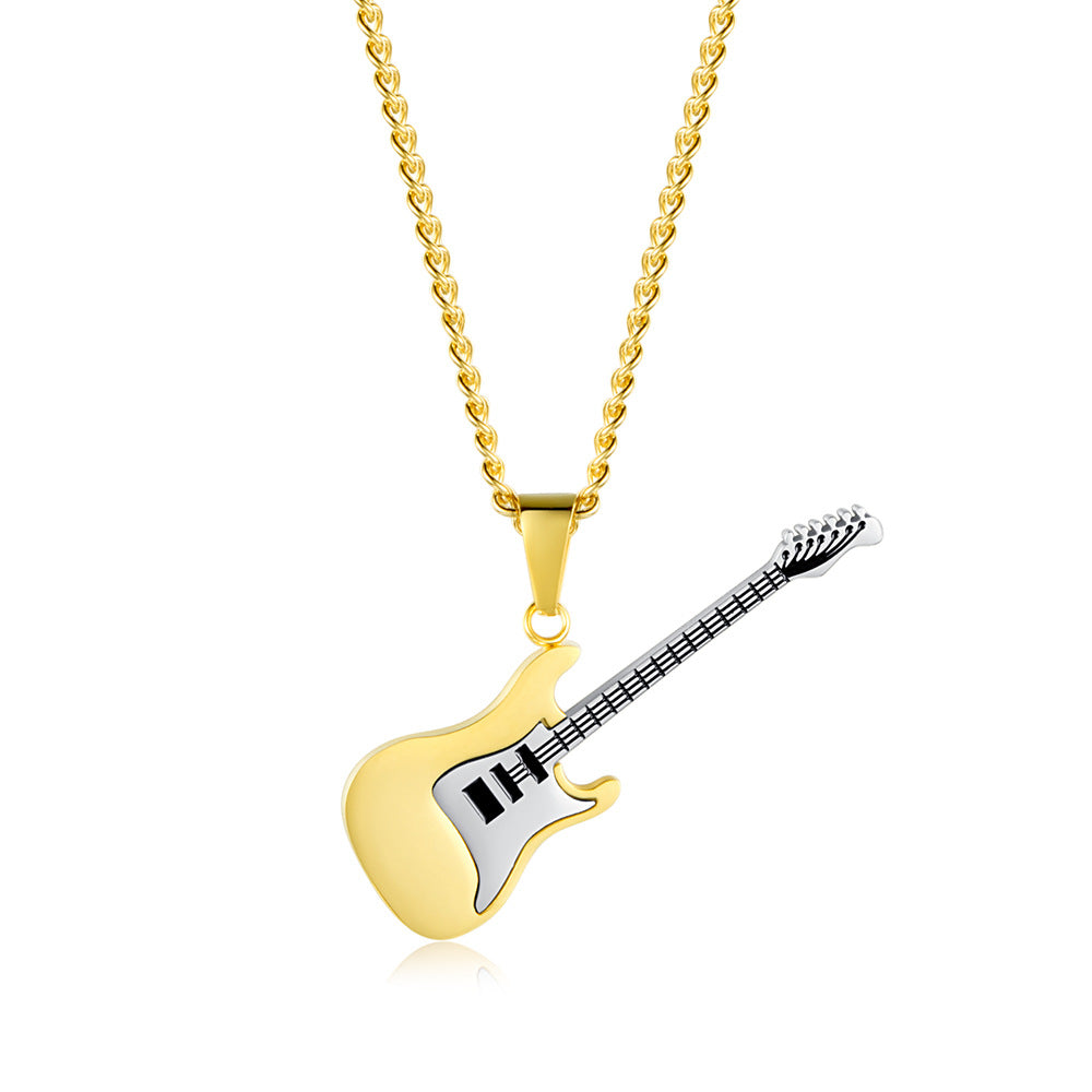 Trendy Titanium Steel Guitar Pendant Necklace for Men