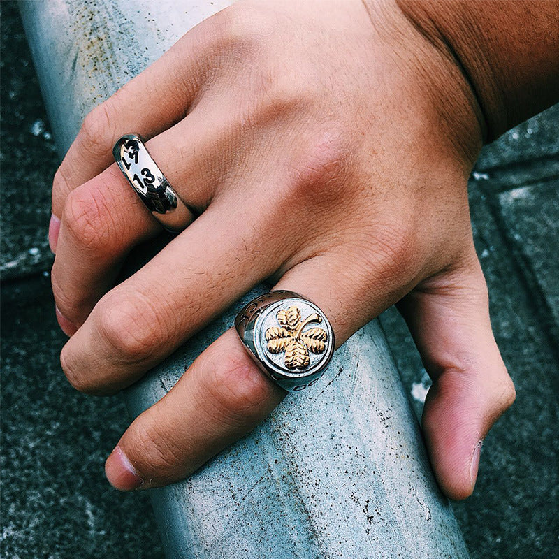 Lucky Clover Titanium Steel Ring for Men and Women – European and American Jewelry Wholesale