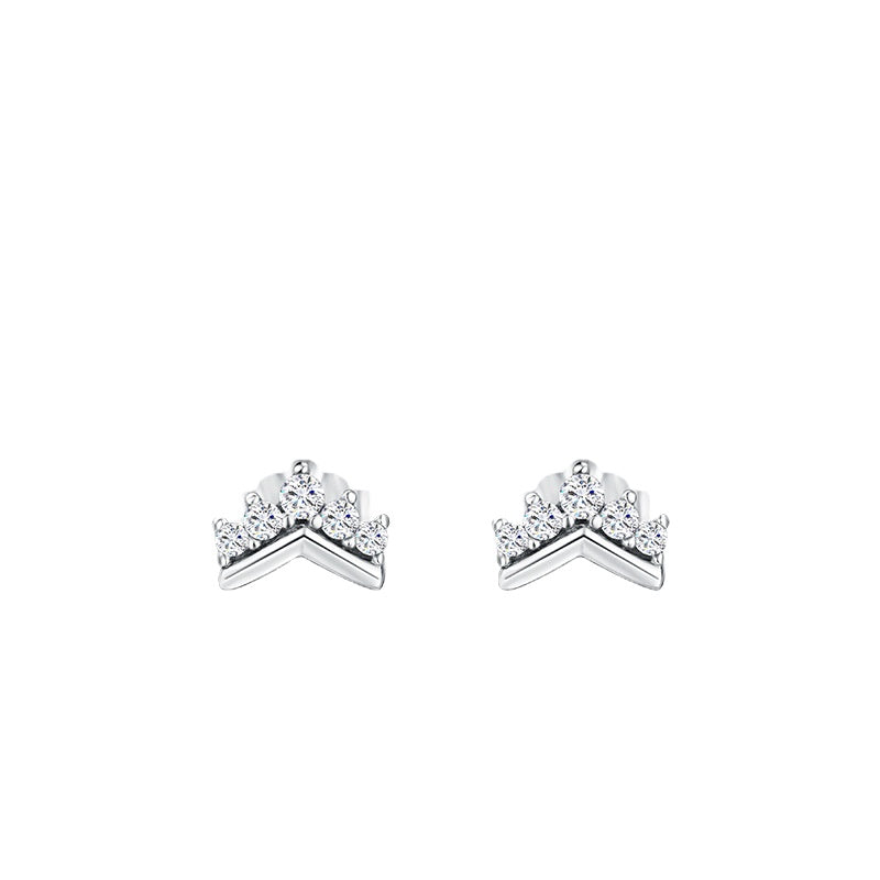 Sterling Silver Crown Earrings with Zircon for Women