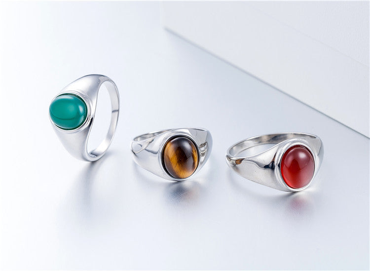 Opal Ring Durable Titanium Steel Women Unisex Statement Jewelry Planderful Everyday Genie