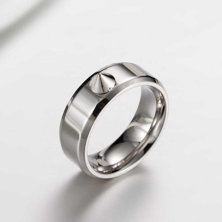 Titanium Steel Rivets Anti-Wolf Ring Hip-Hop Jewelry for Men