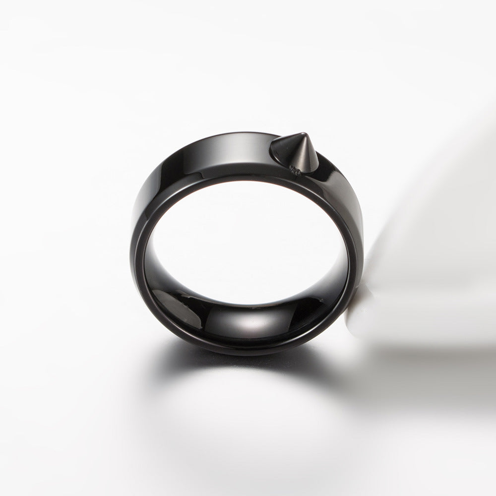 Titanium Steel Rivets Anti-Wolf Ring Hip-Hop Jewelry for Men