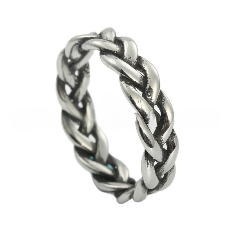 Retro Titanium Steel Woven Twist Ring for Men and Women - Trendy Braid Accessories