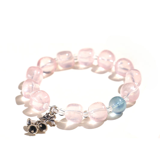 Planderful Fortune's Favor Bracelet – Elegant Pink Crystal and Aquamarine Design