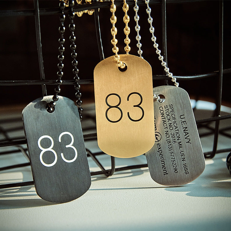 Lightning No. 83 Identity Square Pendant Dog Tag Necklace