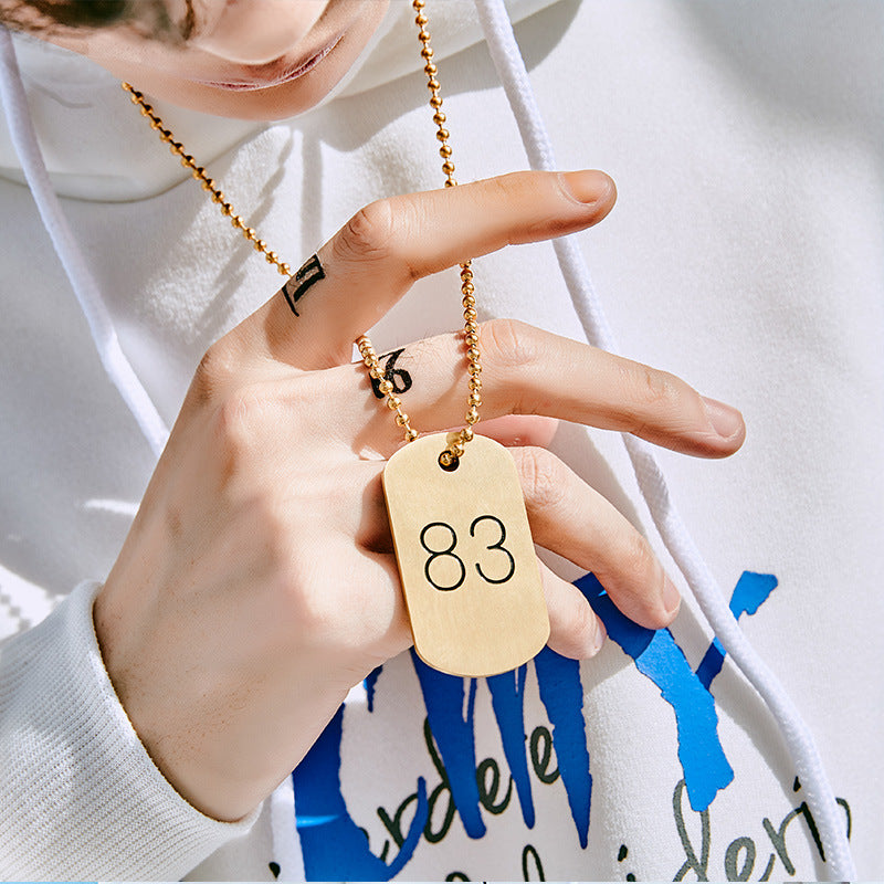 Lightning No. 83 Identity Square Pendant Dog Tag Necklace