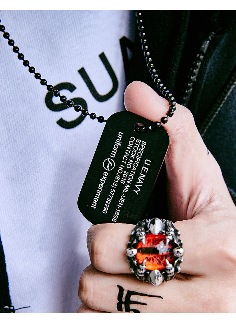 Lightning No. 83 Identity Square Pendant Dog Tag Necklace