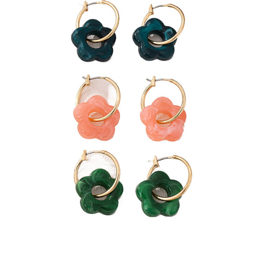 Planderful Vienna Verve Earrings Set – Fashionable Resin Flower Design