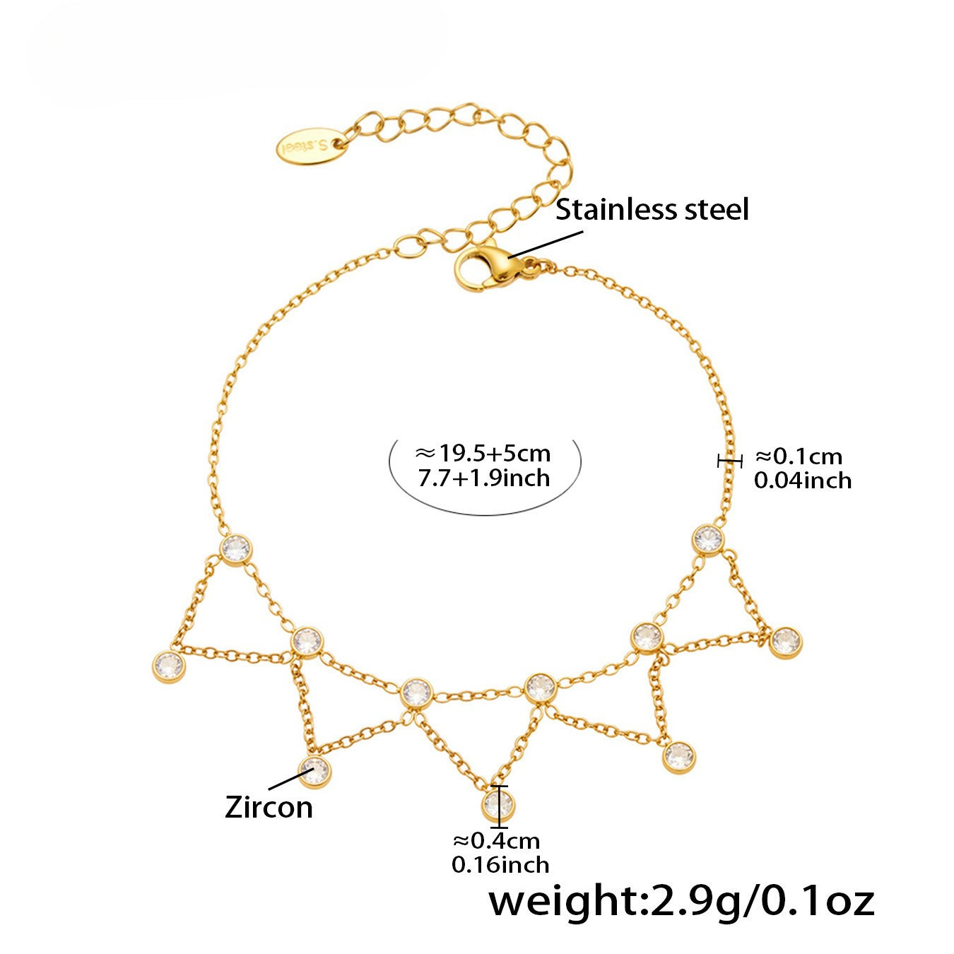 Planderful Zircon Stainless Steel Bracelet For Women