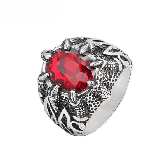 Planderful Dragon Claw Zircon Ring Unisex Steel Titanium Protection Jewelry For Everyday Wear