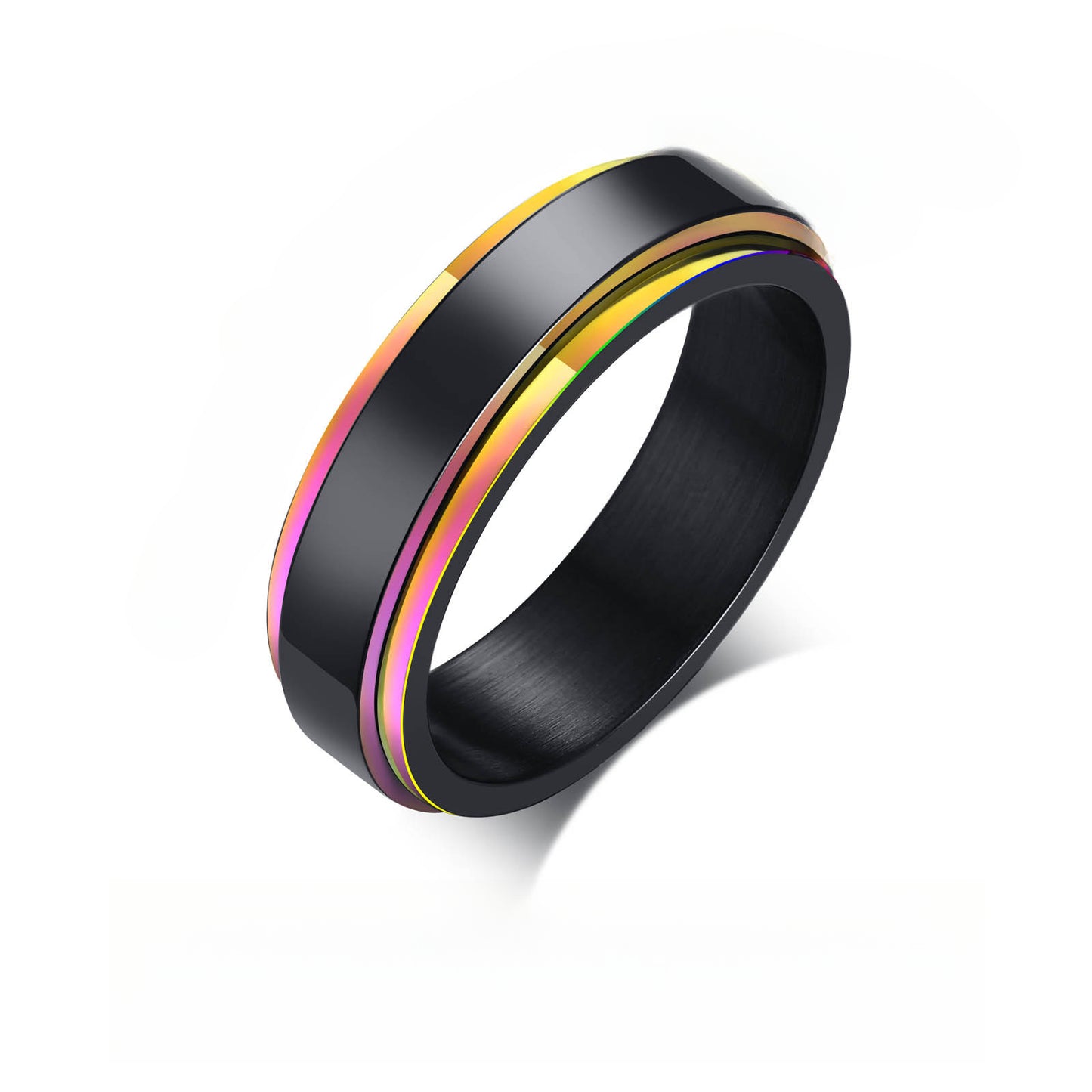 Foreign Trade Jewelry Stainless Steel Black Rotatable Ring