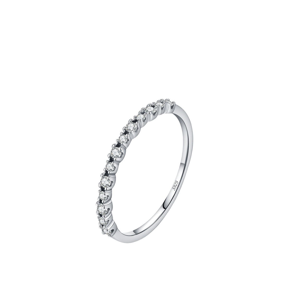925 Sterling Silver Slim Pavé Zircon Band