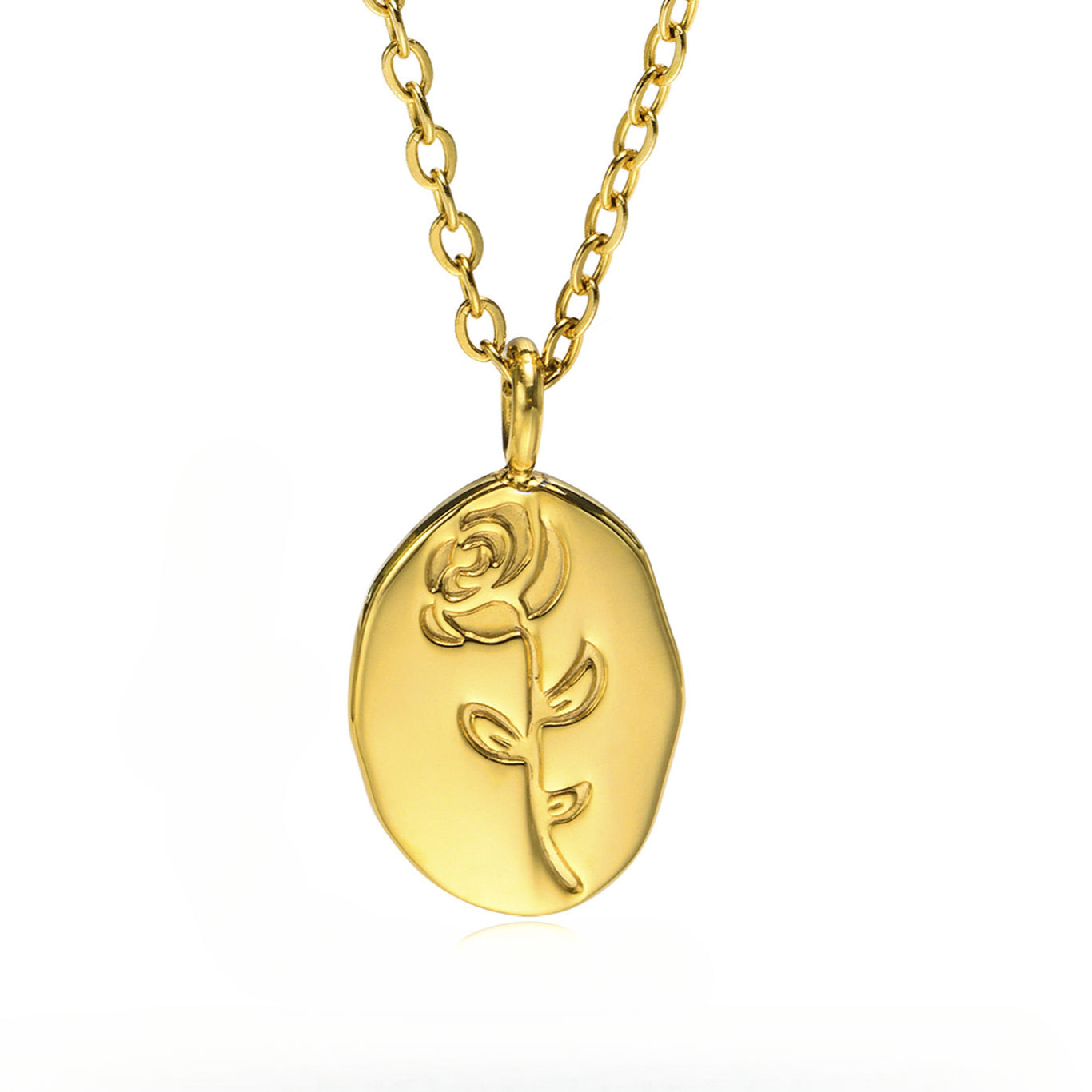 Rose Pendant Round Necklace Clavicle Chain Stainless Steel