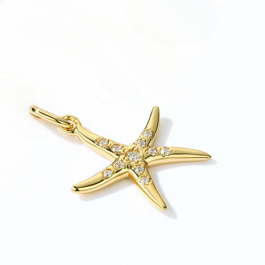 Ocean Starfish Zircon Sterling Silver Pendant