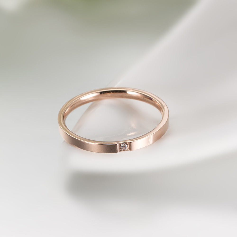 Thin Women's Ring – Zircon Women's – Rose Gold