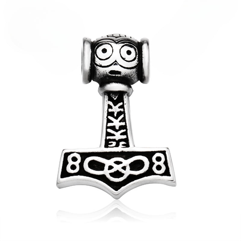 Titanium Steel Thor's Hammer Pendant - Retro Viking-Inspired Jewelry for Men