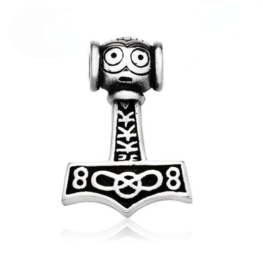 Titanium Steel Thor's Hammer Pendant - Retro Viking-Inspired Jewelry for Men