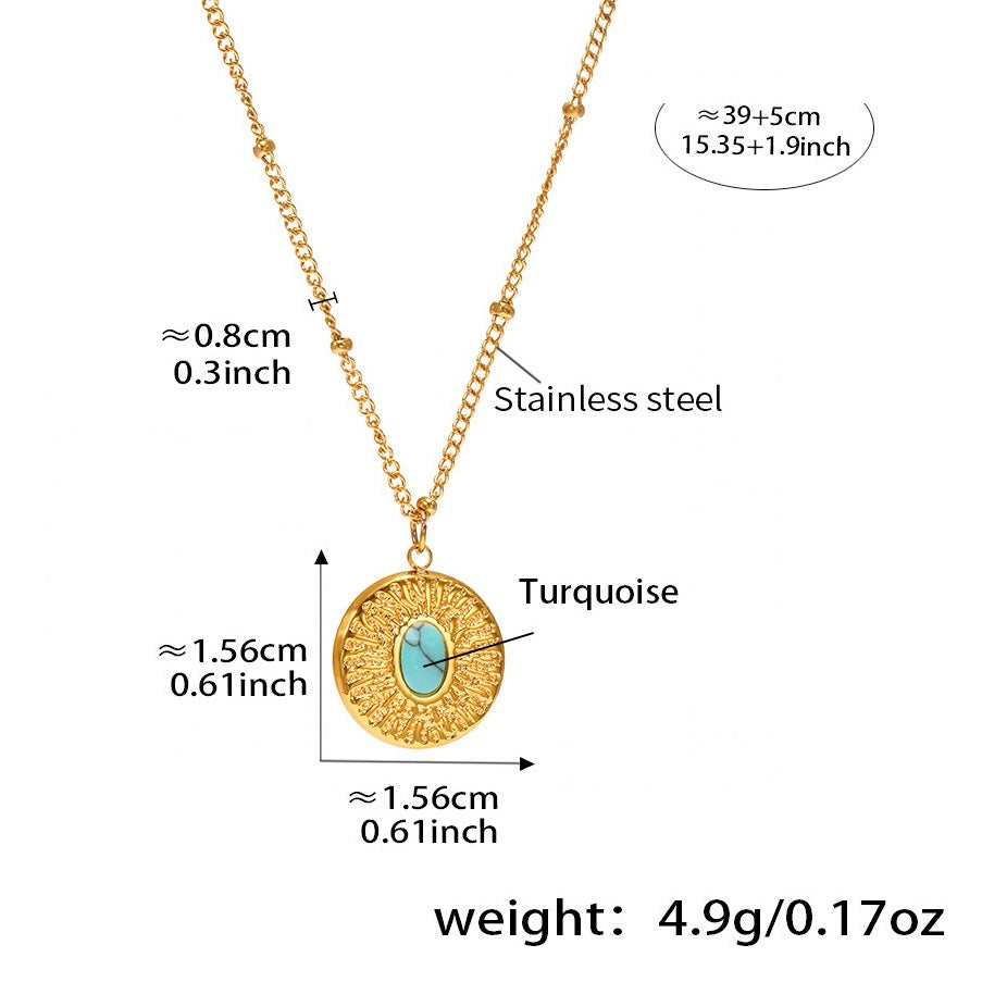 Planderful Turquoise Clavicle Necklace For Women 18K Gold