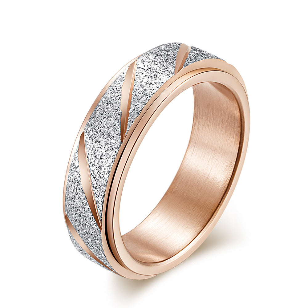 Planderful Unisex Titanium Steel Rotating Pearl Sand Ring For Trendy Street Fashion Fans