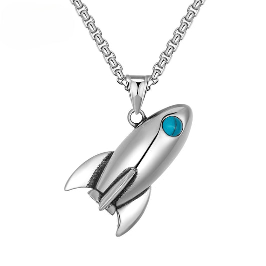 Steel Necklace - Statement Rocket Style For Modern Men Everyday Wear By Planderful