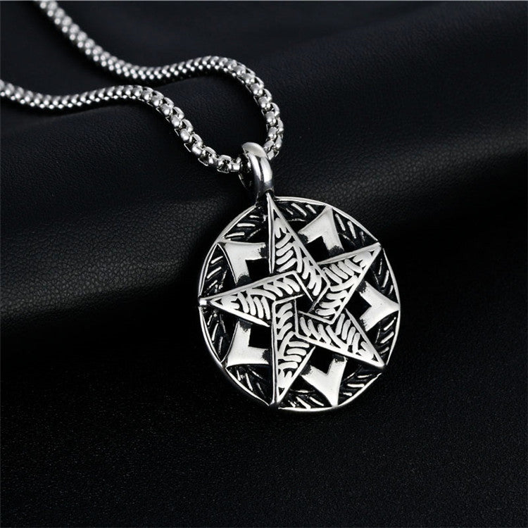 Men's Retro Titanium Steel Pentagram Pendant Necklace - Trendy Punk Star-Shaped Design