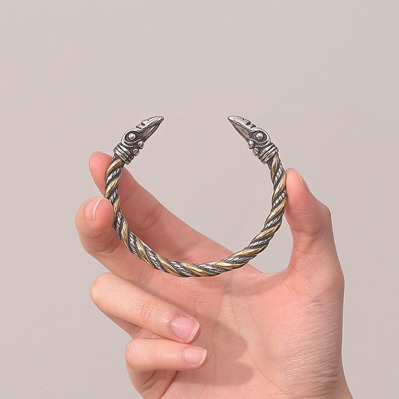 Steel Bracelet – Statement Nordic Odin Crow Head