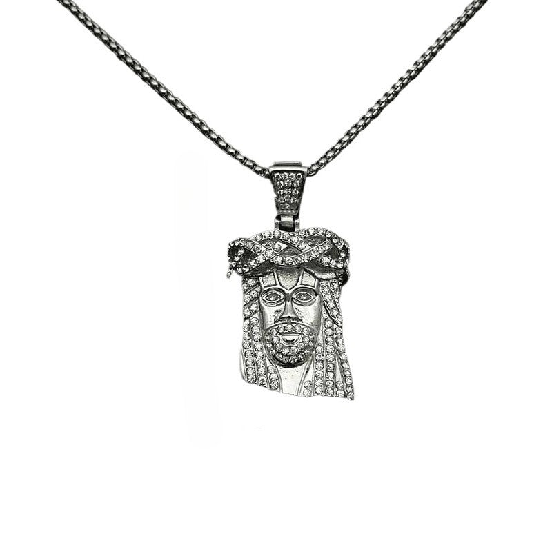 Planderful Collection Stainless Steel Hip Hop Jesus Pendant Necklace For Men Durable Religious Jewelry