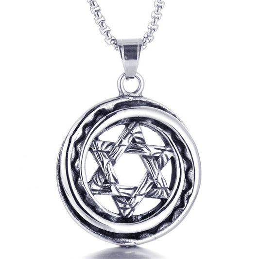 Planderful Titanium Steel Pendant Necklace For Men Unisex Punk Retro Style Protection Statement