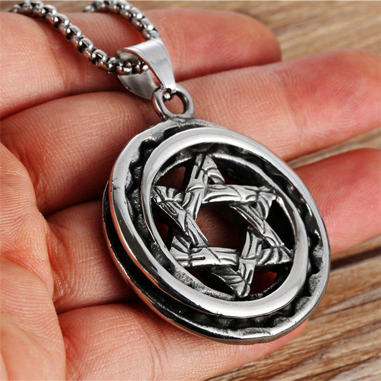 Planderful Titanium Steel Pendant Necklace For Men Unisex Punk Retro Style Protection Statement
