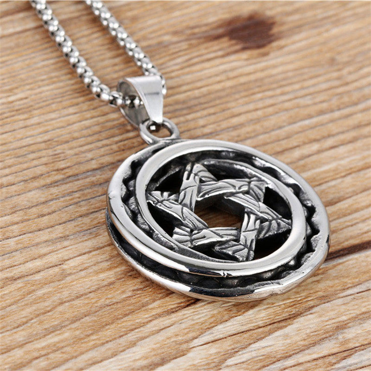Planderful Titanium Steel Pendant Necklace For Men Unisex Punk Retro Style Protection Statement